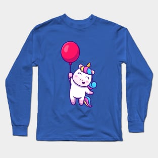Cute Unicorn with Balloon Long Sleeve T-Shirt